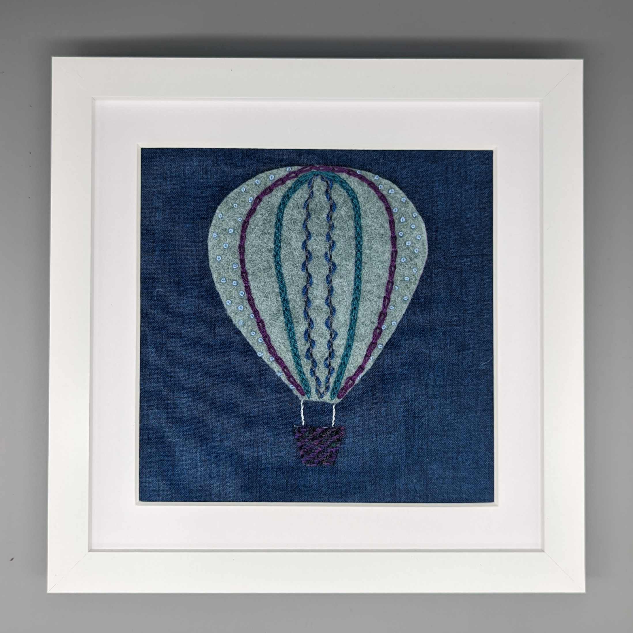 Featured image for “Hand Embroidered Mixed Textile Hot Air Balloon”