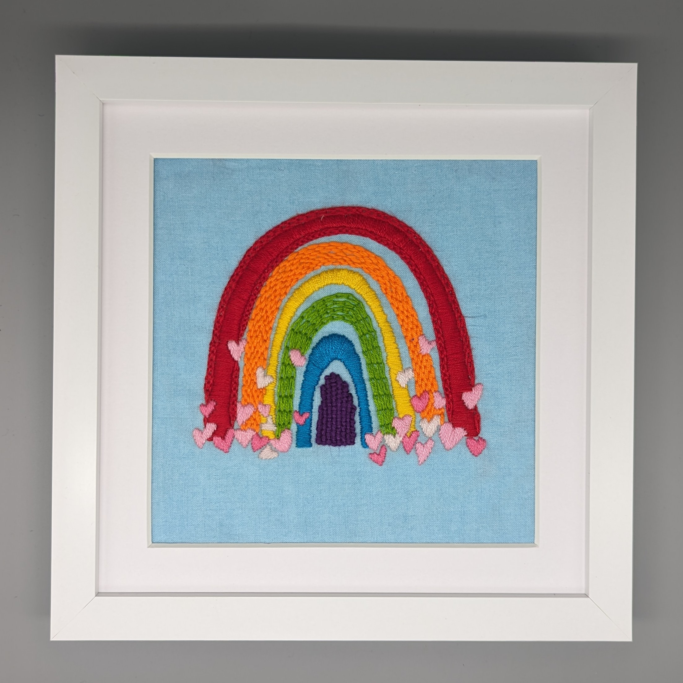 Featured image for “Hand Embroidered Rainbow and Hearts”