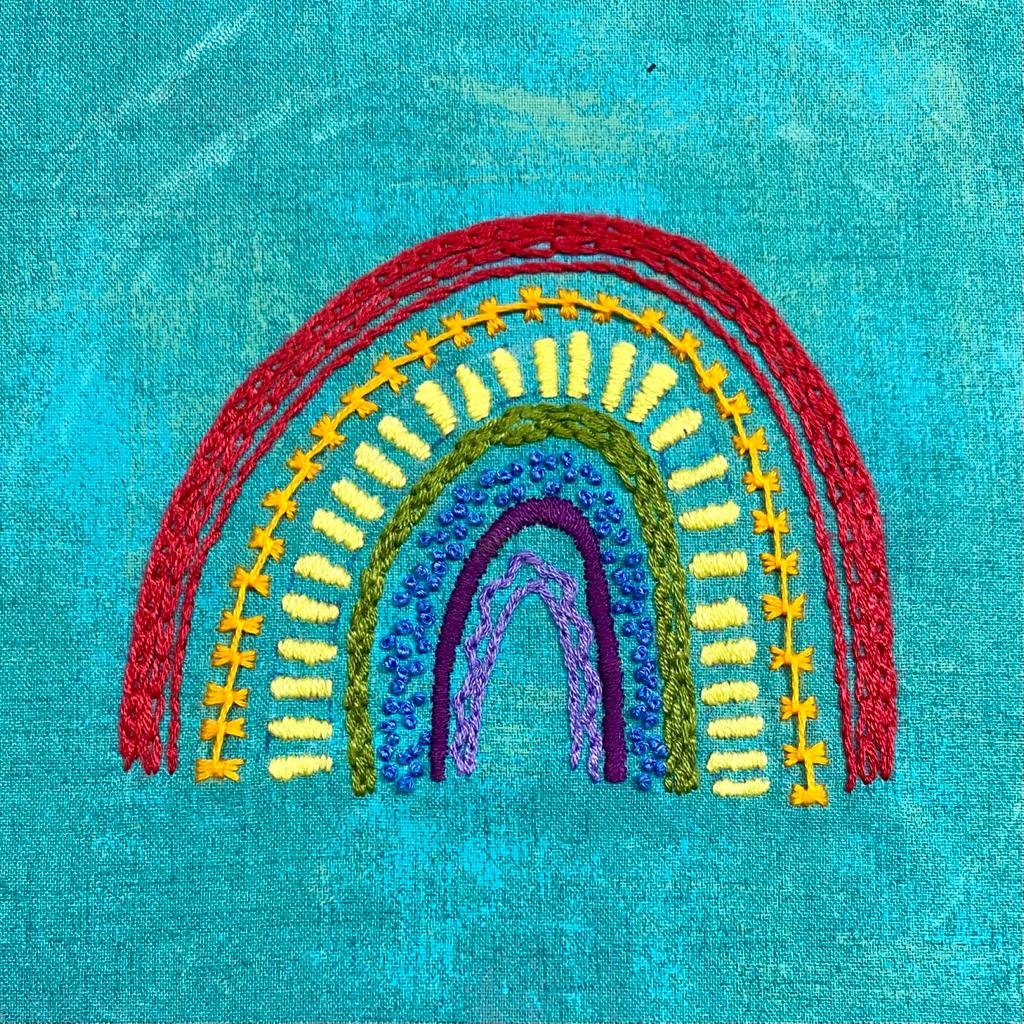 Featured image for “Embroidered Rainbow Greetings Card”